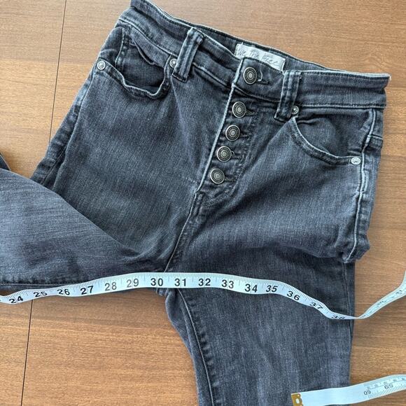 Free People Womens Irreplaceable Flare Jeans Galaxy Black High Rise Button Front - Picture 12 of 14